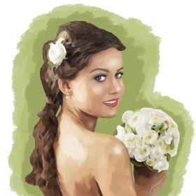 Портрет  "Девушка с цветами" (нарисован на планшете)