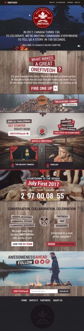 ONEFIVEOH – Canada's Online Campfire (Адаптивная landing-page)