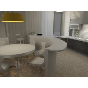 Дизайн гостиной, кухни-столовой 2