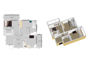 2д и 3д проект квартиры.И мебели которая есть по размерам.