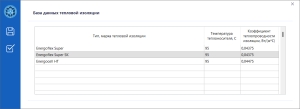 База данных тепловой изоляции