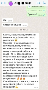 Отзыв за полное сопровождение по написанию диплома
