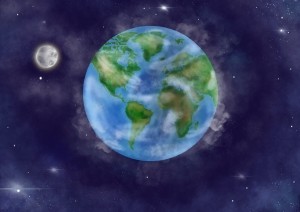 Земля и луна в космосе