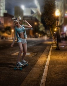 Девушка на скейте