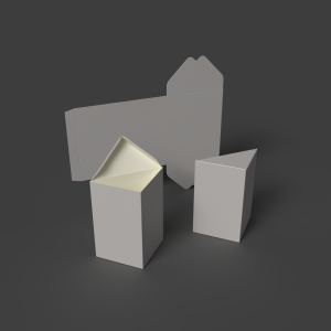 Коробка треугольная призма из картона. Открытая, закрытая и