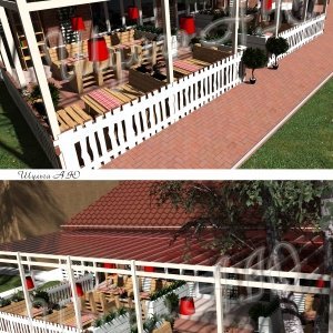 Дизайн проект террасы кафе BarBeQon,г.Борисполь