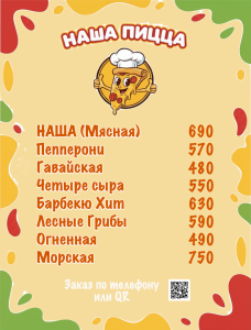 Меню для пиццерии