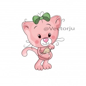 Милая розовая кошка