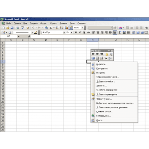 Всплывающая панель для MS Excel 2003