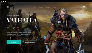 Дизайн первого экрана для промо сайта к игре Assassins Creed