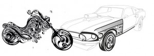 Отрисовка и создание автомобиля по рисунку мотоцикла