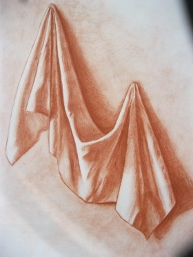 зарисовка ткани сангина а3