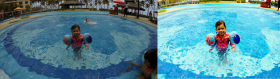 Пример обработки фото ребенка в бассейне.