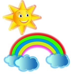 Солнышко, облака и радуга