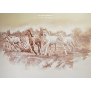 Табун лошадей роспись и дизайн интерьера.