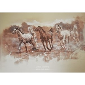 Табун лошадей роспись и дизайн интерьера.