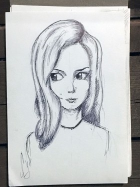 портрет девушки в мультяшном стиле а5